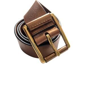 Bronze Soft Leather Belt Gold Buckle B60
